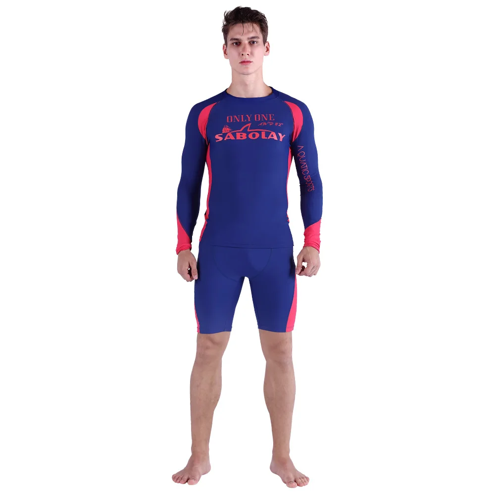 SABOLAY Men Rashguard Swim Shirts Windsurf Wetsuit Swimming Suit Sun Protective Long Sleeve