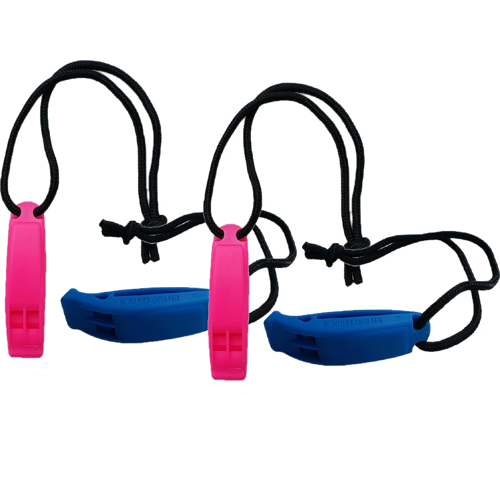 4 Pieces Durable Safety Whistle and Lanyard For Scuba Diving Fishing Hiking Outdoor Sports Travel