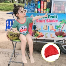 Summer Cartoon Girls Swimsuit Children Sets With Hat For 75-125cm Summer Cartoon Girls Swimsuit Children Sets With Hat For 75-125cm