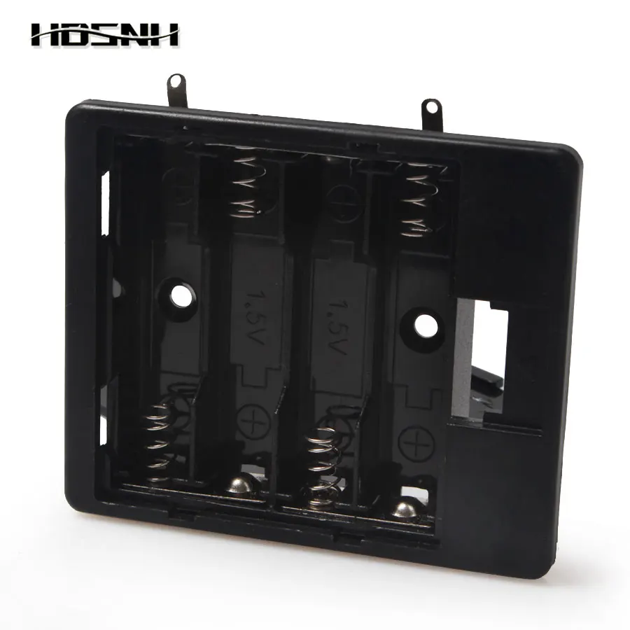 New Plastic 4 * AAA Battery Storage Box Holder 4pcs AAA Batteries Case With A Lid & 2" Wire Lead