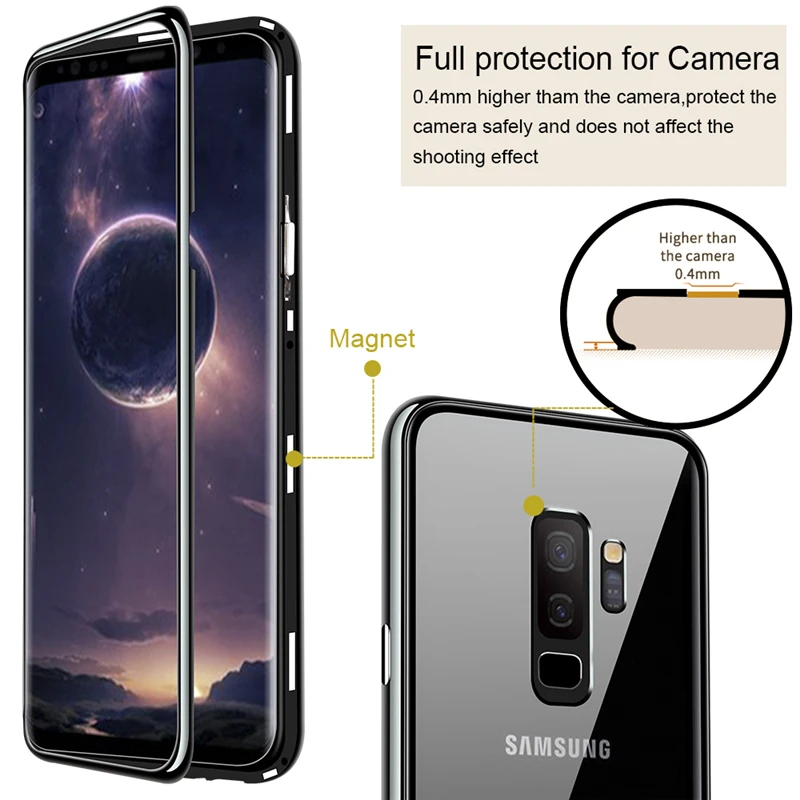 Флип чехол для Samsung Galaxy S9 S8 Plus Note 8 9 модный цветной магнитный стеклянный телефона S7