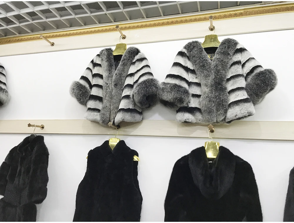 Top Women Rex Rabbit Fur Coat Warm Soft Rex Rabbit Fur Jacket With Big Real Fox Fur Collar 100% Natural Real Rex Rabbit Fur Overcoat 11