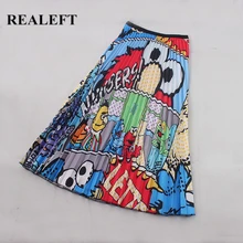 REALEFT/Новое поступление, женская элегантная Плиссированная Юбка-миди с рисунком из мультфильма, Весенняя юбка с высокой талией ампир Harajuku, Тюлевая юбка трапециевидной формы