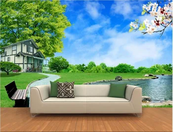

Custom photo 3d wallpaper Non-woven mural wall sticker Villa garden pool background wall painting 3d wall room murals wallpaper