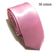 Модный 35 цветов Мужской тонкий обтягивающий сплошной равномерный цвет Атласный Галстук