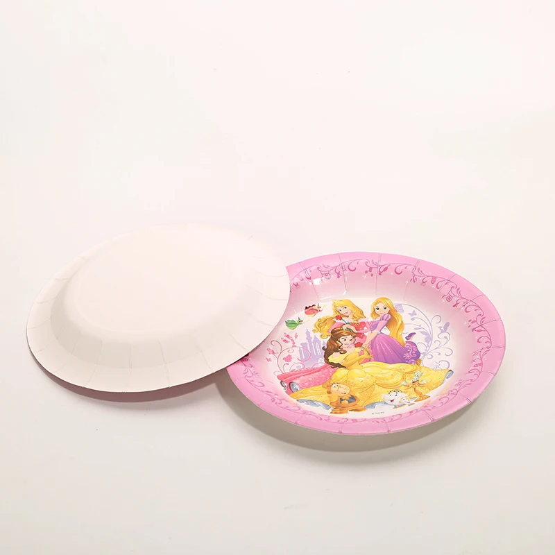 6 шт. Диснея тема принцесс Праздничная тарелка украшения для дня рождения Детские украшения для дня рождения