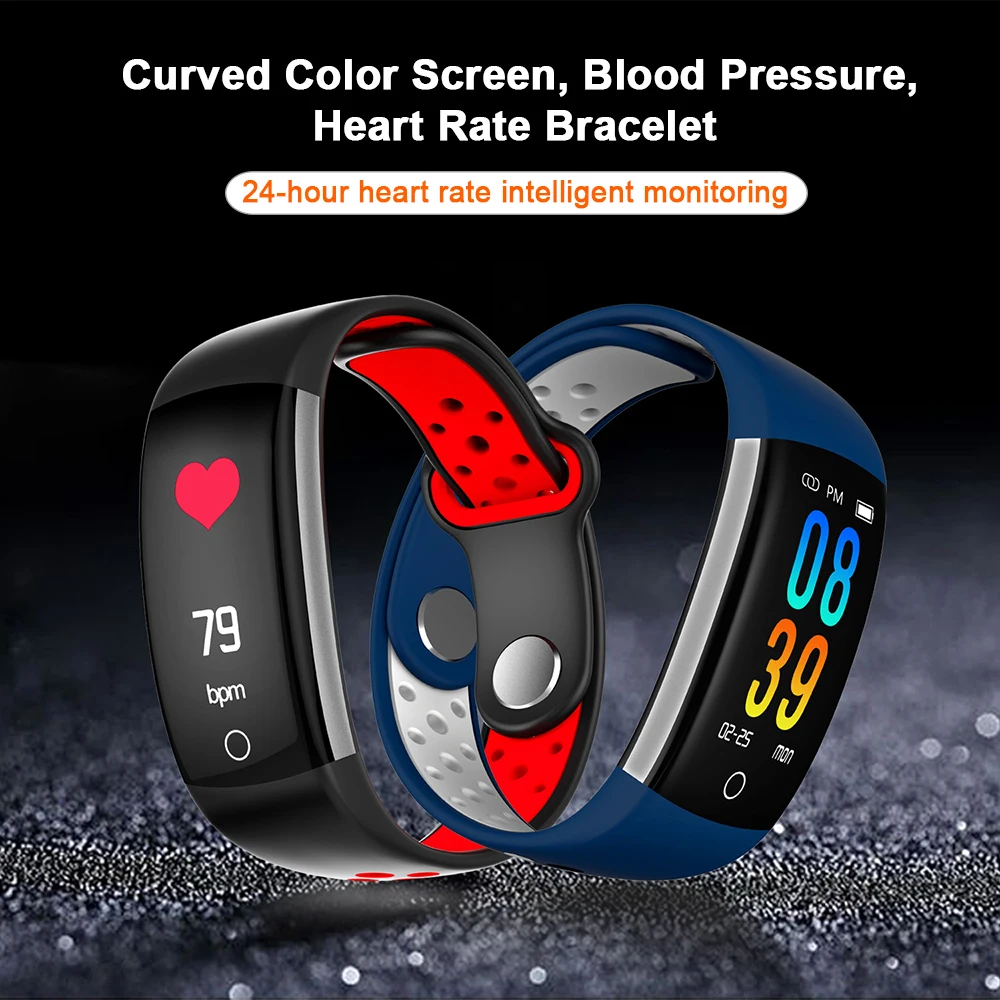 Умный Браслет пульсометр кровяное давление фитнес-трекер smartband часы цветной экран Спорт водостойкий умный Браслет