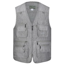 Классический жилет с несколькими карманами для мужчин, весна-осень, мужской повседневный жилет для фотографа без рукавов с множеством карманов, Летний жилет