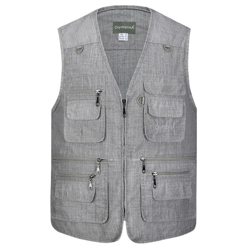 

Classic Multi Pocket Vest For Men Spring Autumn Male Casual Sleeveless Photographer Jacket With Many Pocket Summer Waistcoat