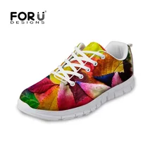 Forudesigns/повседневная женская обувь на плоской подошве; удобная Осенняя обувь без каблука на шуровке с 3D-принтом в виде кленовых листьев; женская обувь для отдыха; Zapatos
