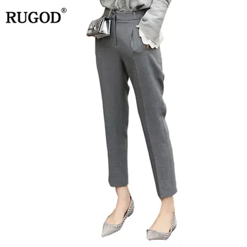 

RUGOD 2019 Summer Fashion Elegant Cotton Ankle-Length Medium Waist Trousers Women Casual Pockets Long Pencil Female Pants