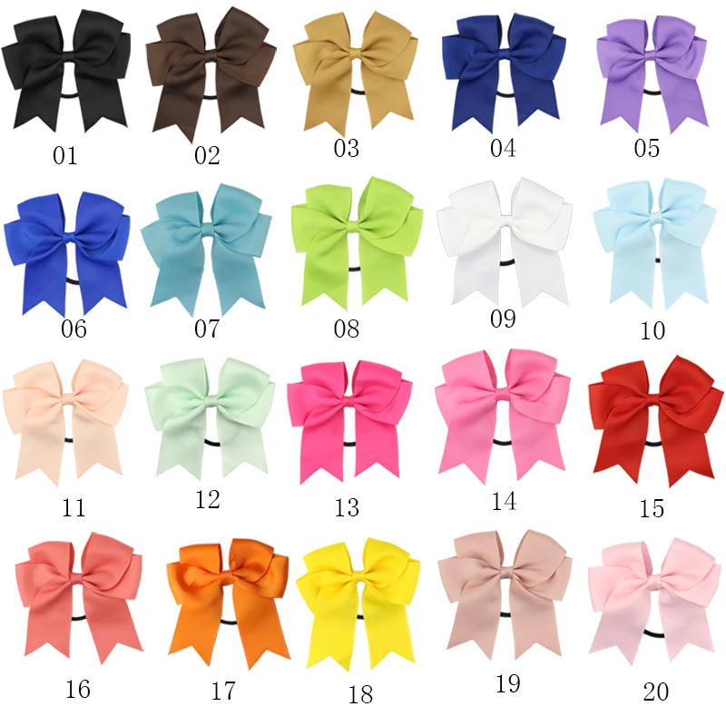20 pcs Baby Elastic Hair Bands For Girls Handmade Ribbon grosgrain Bows Headwear For Children Hair Holder Hair Accessories (4)