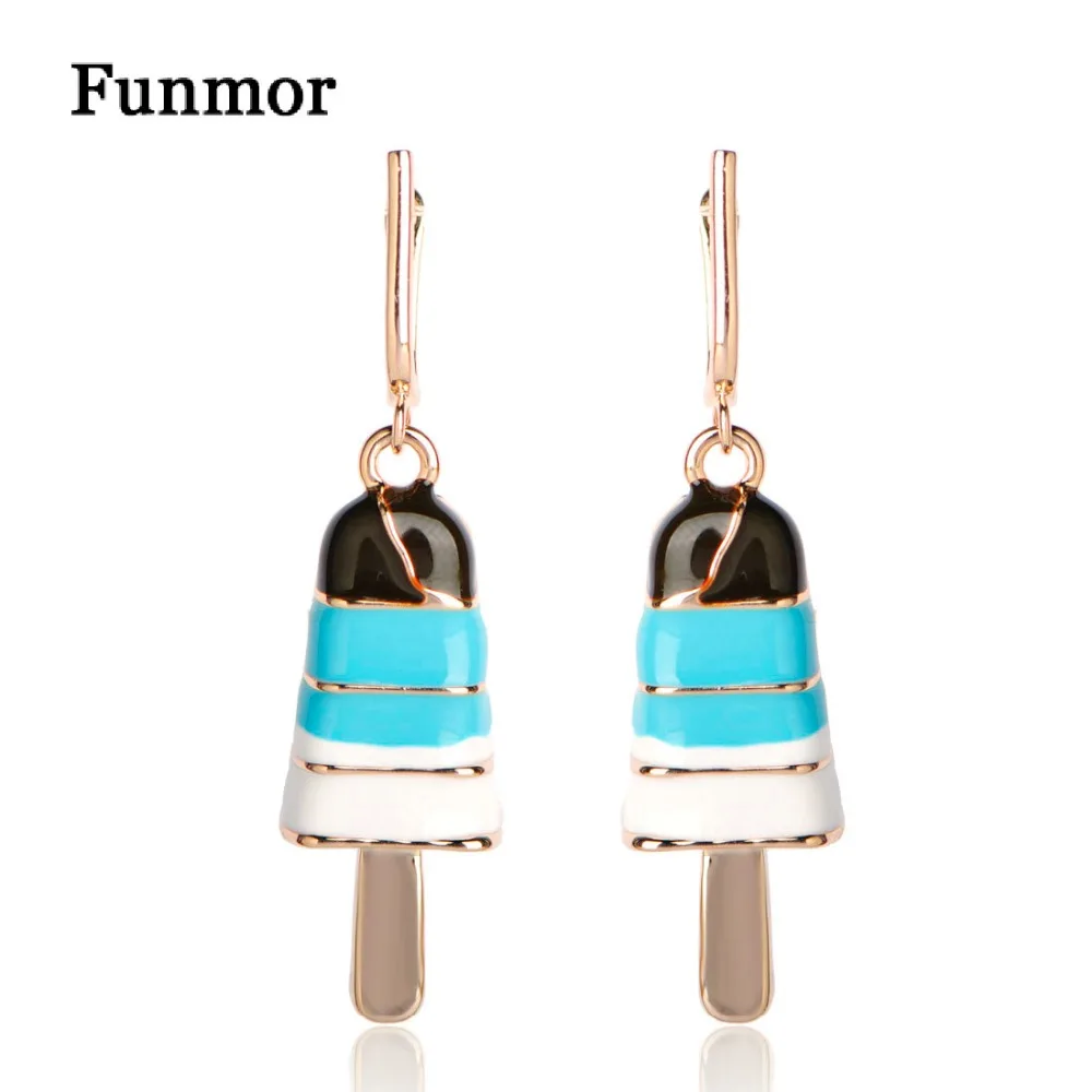 

Sweet Ice Cream Shape Dangle Earrings Gold Color Enamel Harajuku Ear Piercing Women Girls Date Banquet Jewelry boucle d'oreille