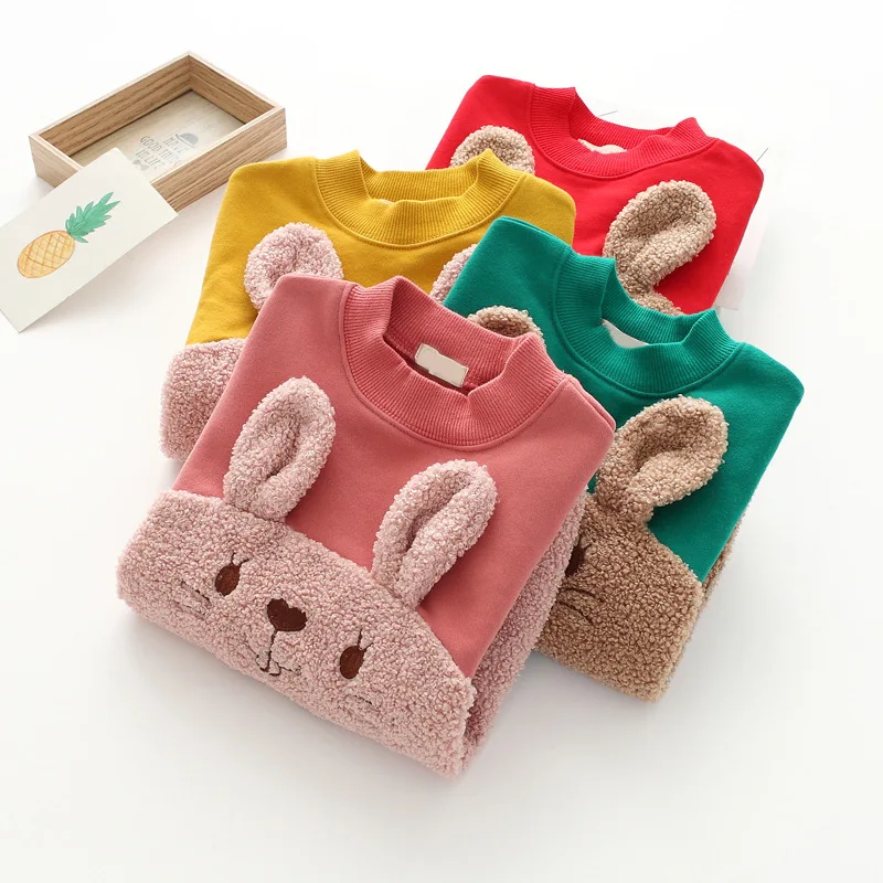 

Baby T Shirt Cartoon Rabbit Embroidery Autumn Mid-long Pullover Children's Wear Wholesale