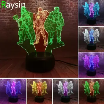 

Marvel Legends Super Hero Captain America IronMan Thor Gifts for Boys 7 Color Change Avengers End game Figure Action Night Light