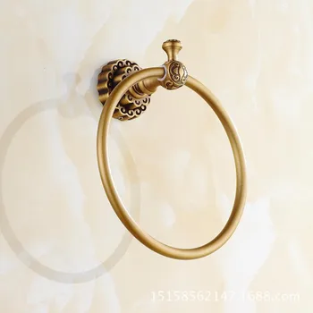 

Antique brushed bathroom balcony pendant copper towel ring towel ring European carved vintage towel ring towel hanging