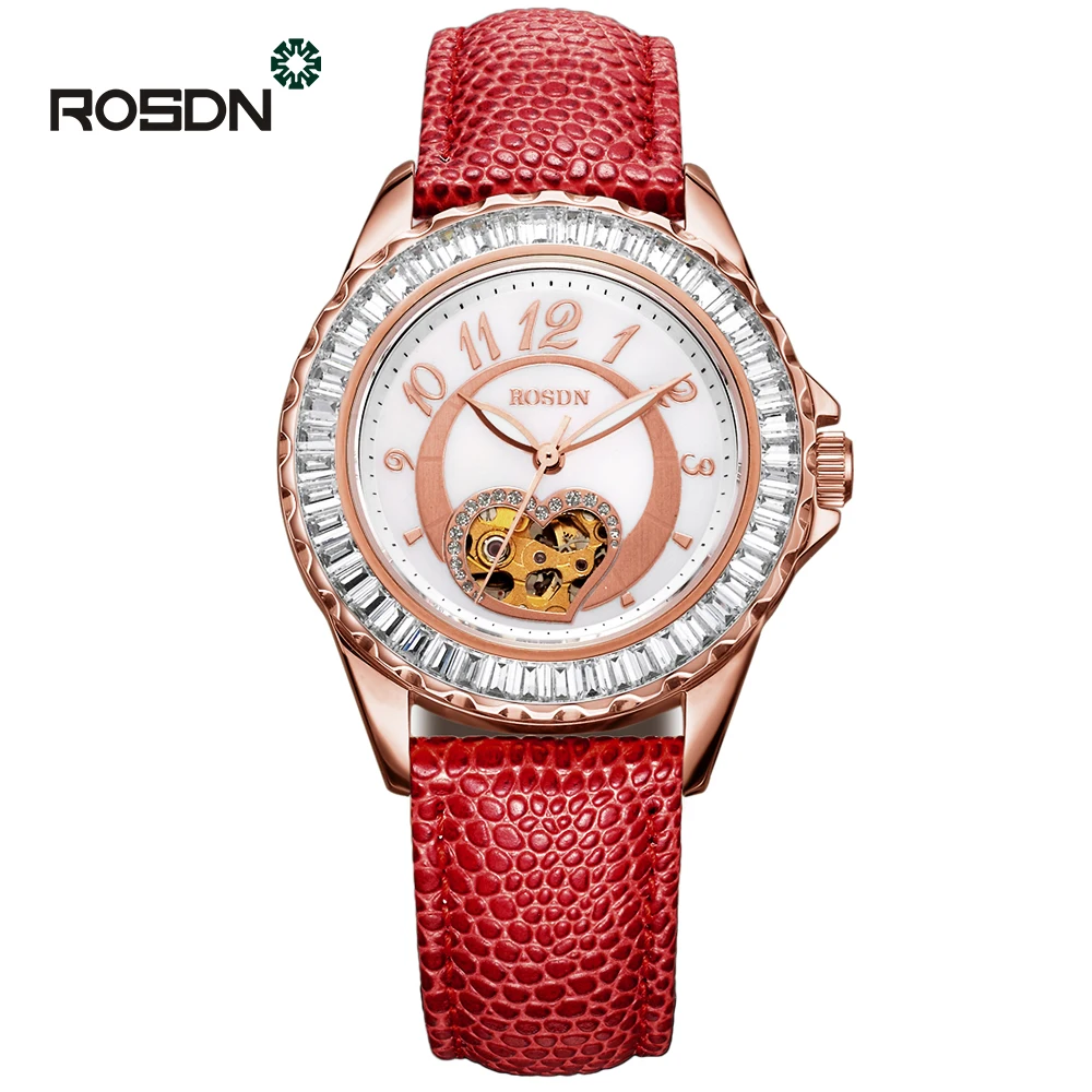 

ROSDN Automatic Mechanical Women Watches ladies Automatic wrist watch top brand famous pearl dial Relogio Feminino Reloj Mujer