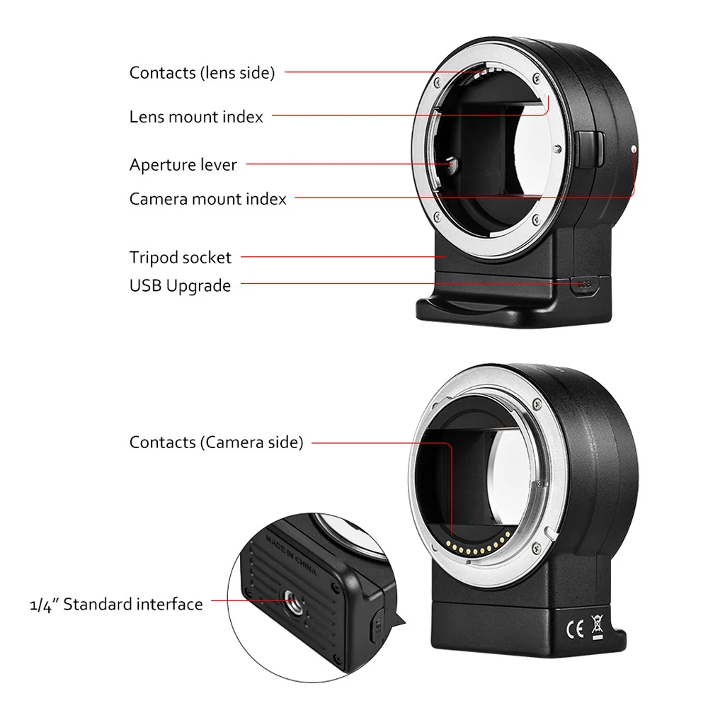 Адаптер объектива Viltrox NF E1 Автофокус для Nikon серии F Mount объектив Sony E A7II A7RIII A7SII A6500