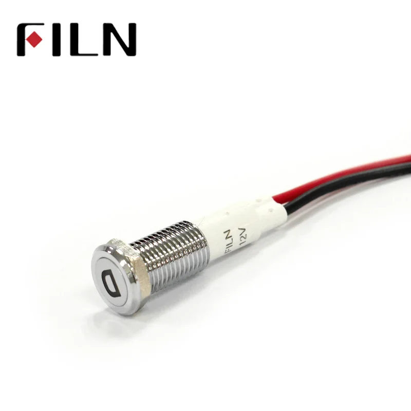Chrome Waterproof Lamp FILN 12V LED Car Boat LED Warning Dashboard Signal Lights Instrument Pilot light 10mm (6)