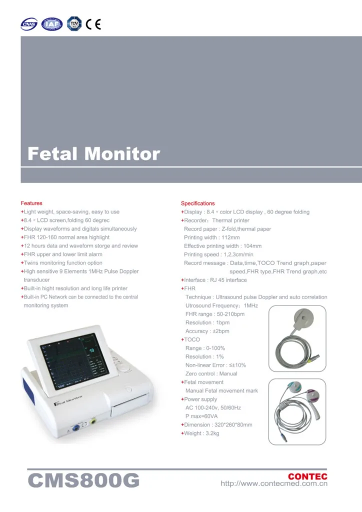 CE CMS800G фетальный монитор FHR TOCO фетальный механизм от CONTEC завод, гарантия 2 года