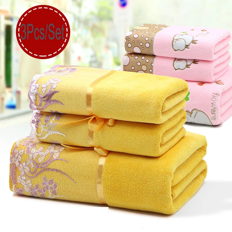 Online Juego de toallas de algodón para adultos 3 uds. Cara de baño de encaje playa rosa toallas bordadas familia adulto Regalo boda hogar venta al por mayor FG1001