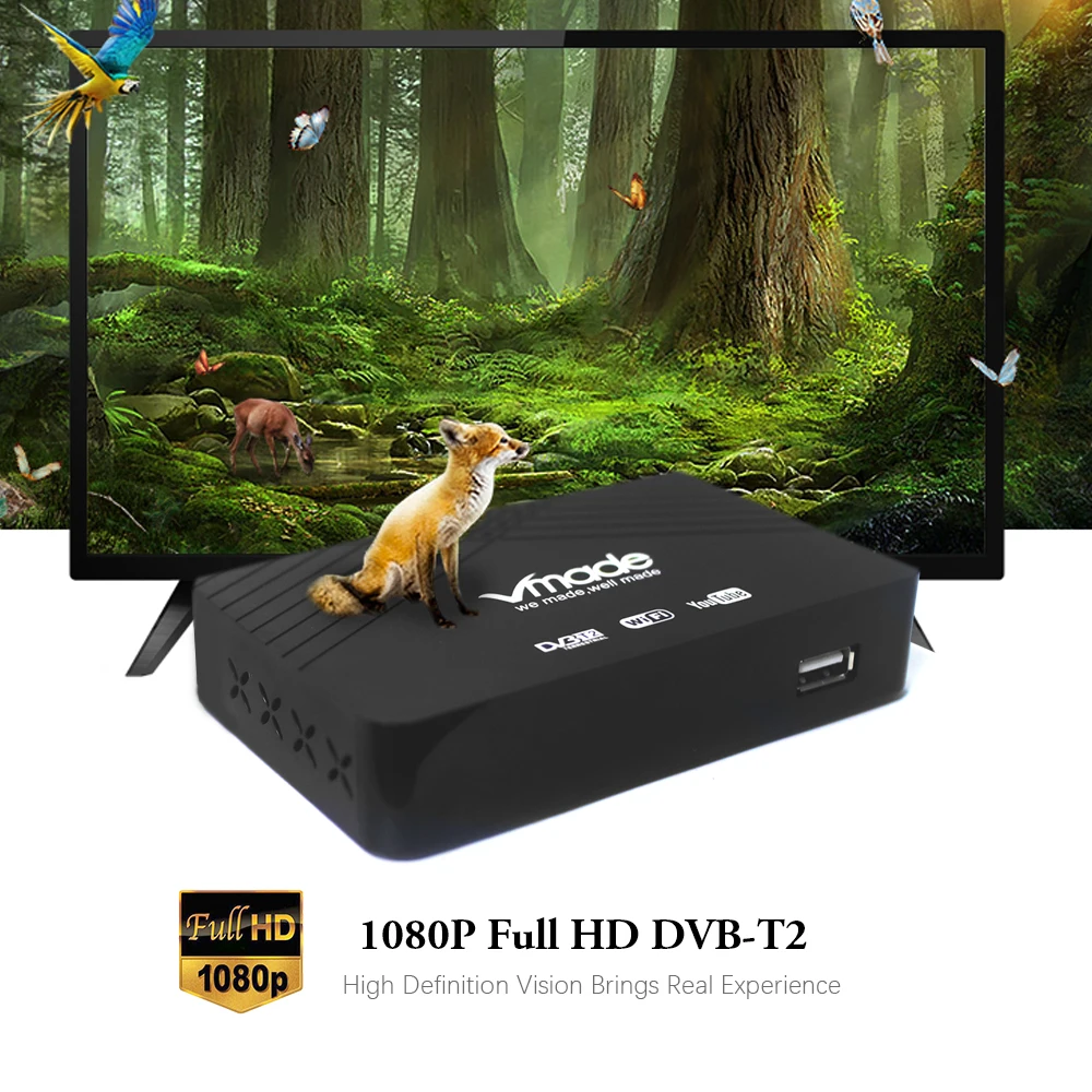 Vmade HD 1080p ТВ тюнер Dvb T2 ТВ коробка Dvb-t2 для монитора адаптер USB2.0 тюнер приемник спутниковый декодер Dvbt2 Поддержка Wi-Fi