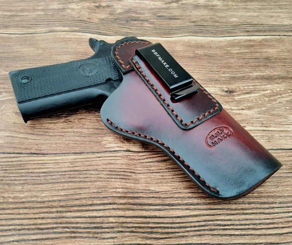Najtaniej B.B.F zrobić ręcznie IWB OWB Pistolet kabura skórzany pokrowiec na Colt 1911 kabury Pistolet Pistolet etui z zaczep na pasek Accessoires