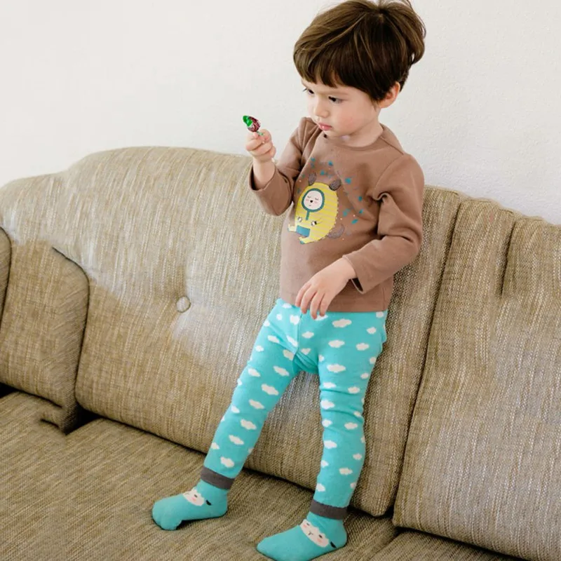 С рисунком из мультфильма, детские леггинсы для девочек и мальчиков осень-зима; утепленные хлопковые брюки PP+ носки От 0 до 6 лет