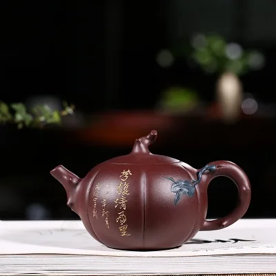 Zisha чайник знаменитый чистый ручной подлинный Исин чайник Шахта фиолетовый; песок грязь кунг-фу Тыква двухцветный заварочный чайник; чай набор - Цвет: 01