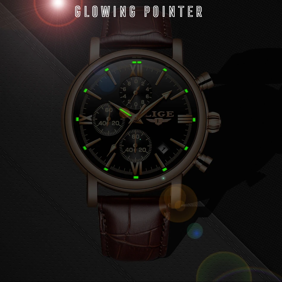 Reloj Hombre LIGE Роскошные мужские часы модный подарок хронограф кварц Рим цифровые