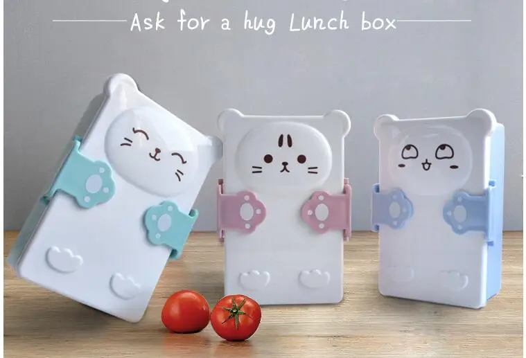 TECHOME, креативная мультяшная кошка, Ланч-бокс, пластиковая квадратная коробка для обеда, Студенческая, детская, офисная, парная, Ланч-бокс, контейнер для еды