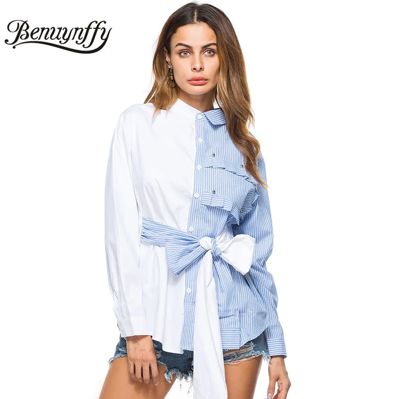 Рубашка Benuynffy Женская осенняя с длинным рукавом и бантом|blouse fashion|fashion blouseshigh low blouse