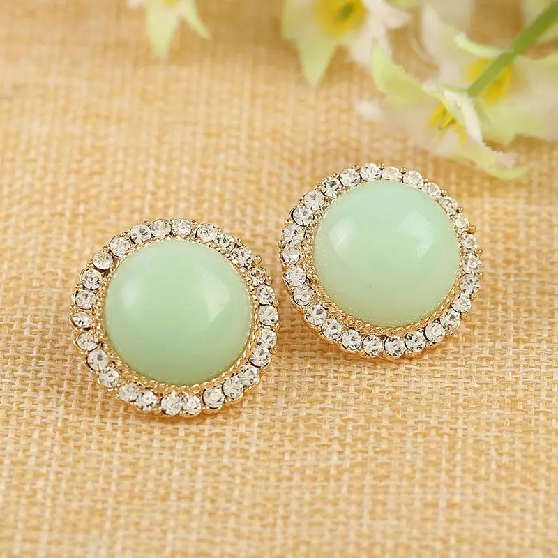 Earring GFS Hot Sale Zircon Crystal Ear Stud Simple Green Round Pearl Earring 1786759pearl