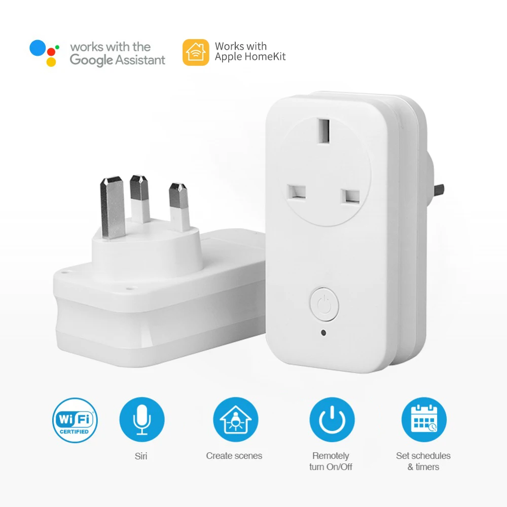 Timethinker 2Pcs Smart Home WiFi Plug UK Homekit Socket for Apple