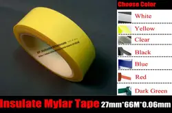 (27 мм * 66 м * 0.06 мм), желтый/красный/черный/прозрачный/синий/белый/зеленый, для катушка трансформатора Обёрточная бумага mylar изолировать ленты