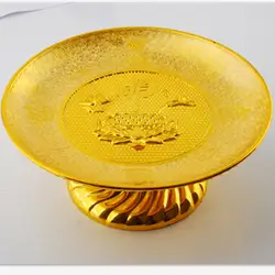 Дюймов 7 дюймов золотой пластиковая Фруктовая тарелка благородный буддийский поклонение божеств лоток буддийская церемония благородные