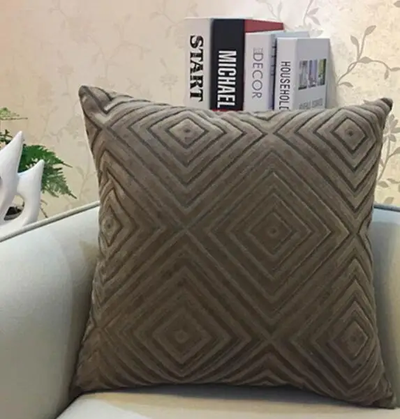 High Quality Crystal Linen Flocking Pillow Sofa Waist Throw Cushion Cover Home Decor Cushion Cover Gift - Цвет: brown