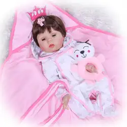 Новый 22 "всего тела Slicone девушка Reborn кукла игрушка ванны глаза могут Blink реалистичные новорожденные детки кукла Bebe Reborn