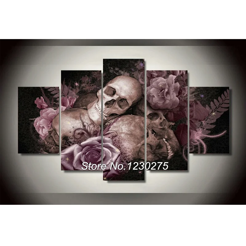 

DIY Diamond Painting Cross Stitch Kit Full Diamond Embroidery 5D Square Diamond Mosaic Home decor Rose skull 5pcs HD079