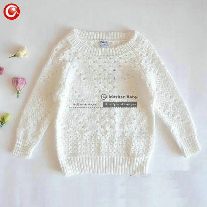 12M-5Y Baby Girls Pullover Sweaters Whiter Cotton Kids Knit Cardigan Clothing Hollow Out Children\'s Long Sleeve Jumper Clothes (5)