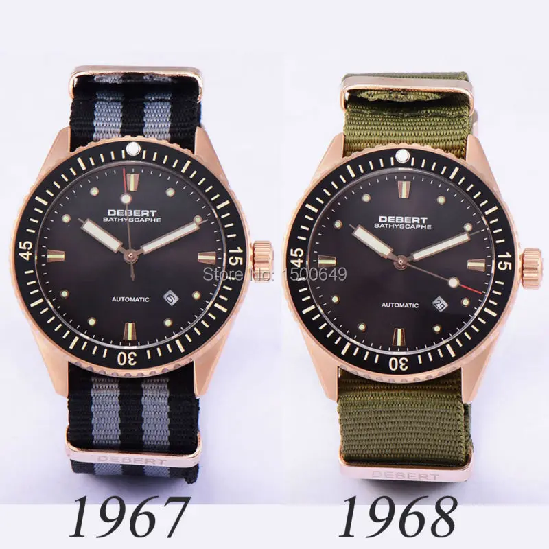 

1 pcs Debert 43mm black Dial Automatic Mens watch Wristwatch1967