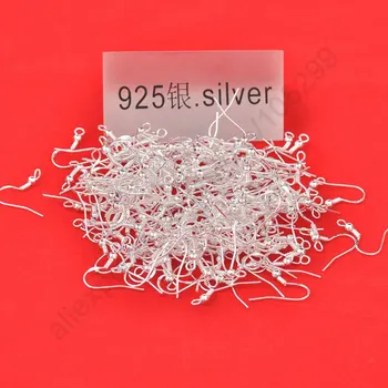 

Free Shipping 200PCS/Lot Wholesale Metal Beads Jewelry Findings 925 Sterling Silver Hooks Earrings Wire DIY Accessories