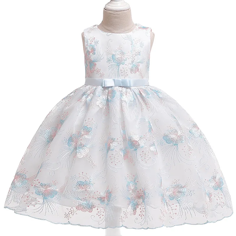 

2019 Summer Girls Flower Dress Kids Embroidered Tutu Children's Wear Elegant Child Princess Party Costume Children Clothing