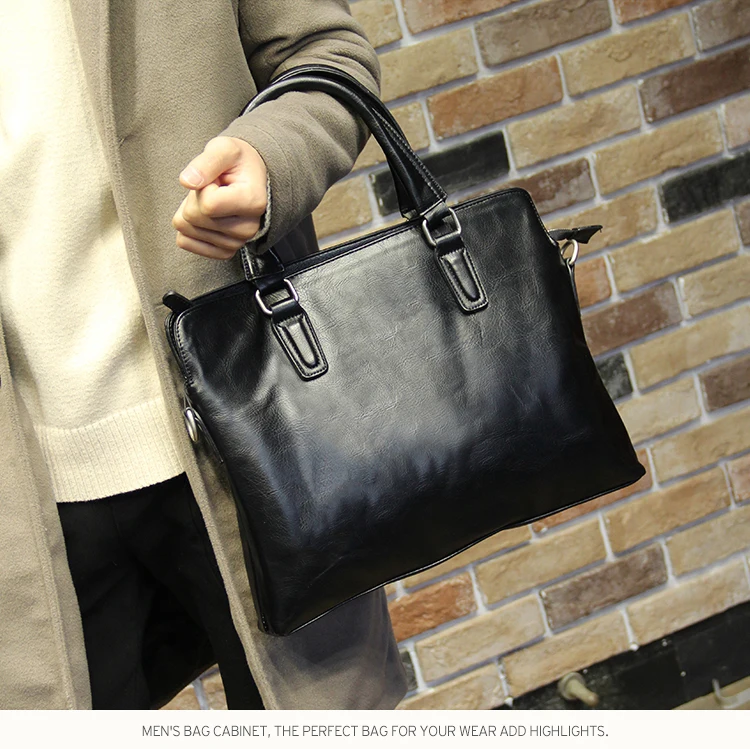 Брендовый мужской кожаный портфель высокого качества, деловая мужская сумка, Черная мужская сумка-мессенджер для ноутбука, повседневная мужская сумка на плечо