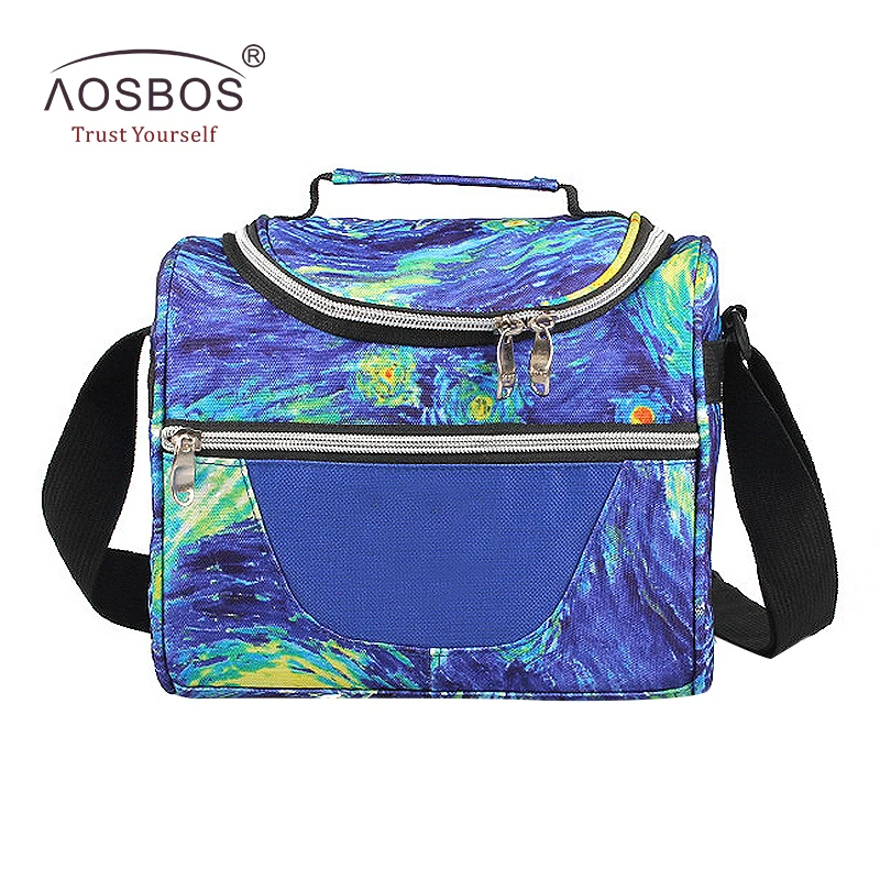 Aosbos сумка для обеда с принтом Галактики для взрослых и детей, модные термоизолированные алюминиевые Детские ланч-боксы, сумка-холодильник для путешествий и пикника