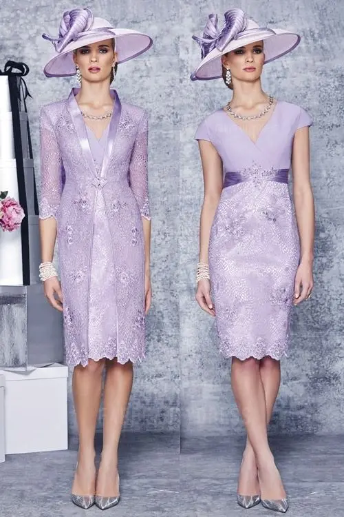 Purple Mother Of The Bride Dresses Tea Length 7