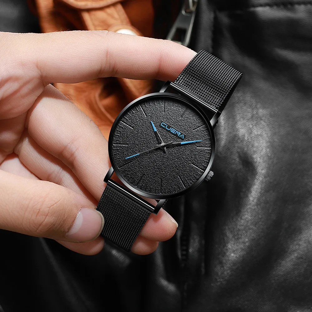 

Luxury men's watch 823 mesh belt Casual Watches Men's Sport Wrist Watch Quartz Stainless Steel Mesh Band