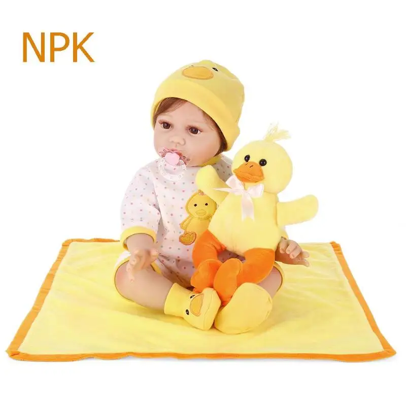 

NPK 55cm Simulation Realistic Reborn Doll non-toxic Soft Silicone Lifelike Artificial Kids Cloth Dolls Toy Christmas Gifts