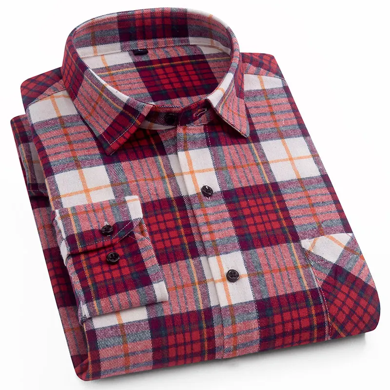 100% baumwolle männer Flanell Plaid Shirt Langarm Slim Fit Mode Weiche Herbst Kleidung Hohe Qualität Checkerd Mann Lässig shirts