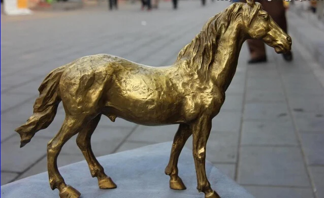 

Collectible bronze lion statue S0116 12 Chinese Folk Brass cOPPER Feng Shui Auspicious Zodia horse Steed Art Statue B0403